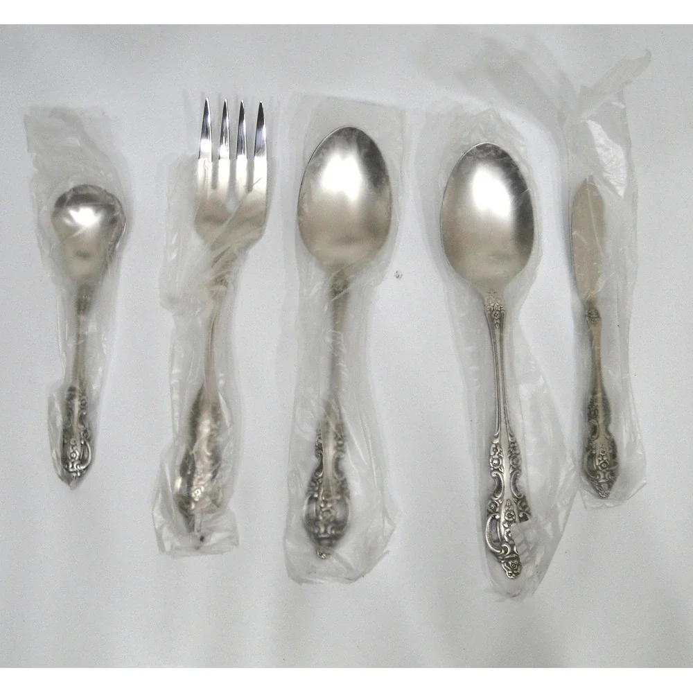 Oneida Always 5 Piece Hostess Set 18/8 Stainless Serving Fork Spoons Knife USA